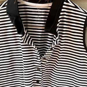 Sleeveless black and white strippedTalbot shirt size women petite Xp.